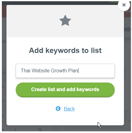 Create list and add keywords.