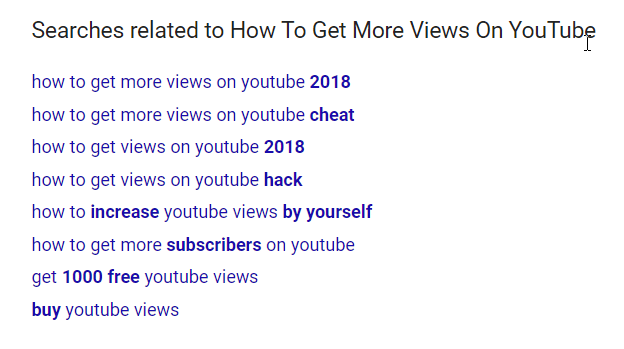 YouTube tags from searches related to