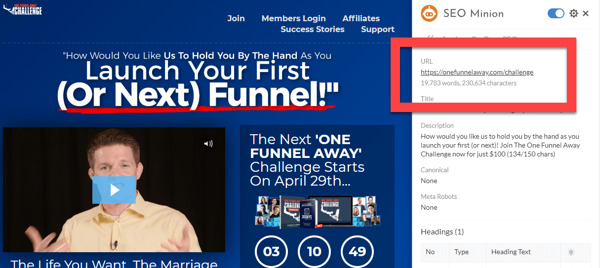 one funnel away challenge sales page