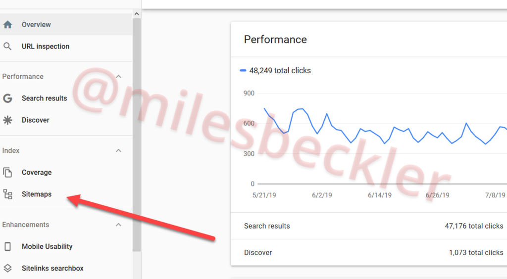 click sitemaps in search console