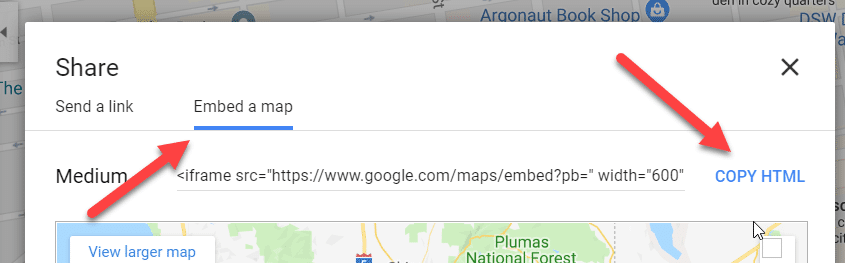 embed map and put on contact page