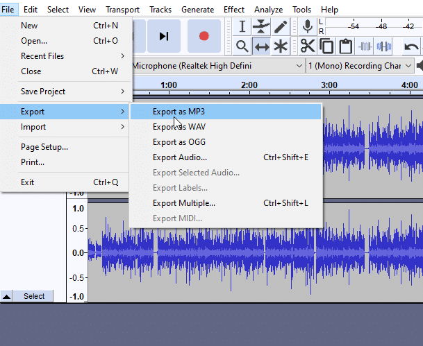 export to MP3